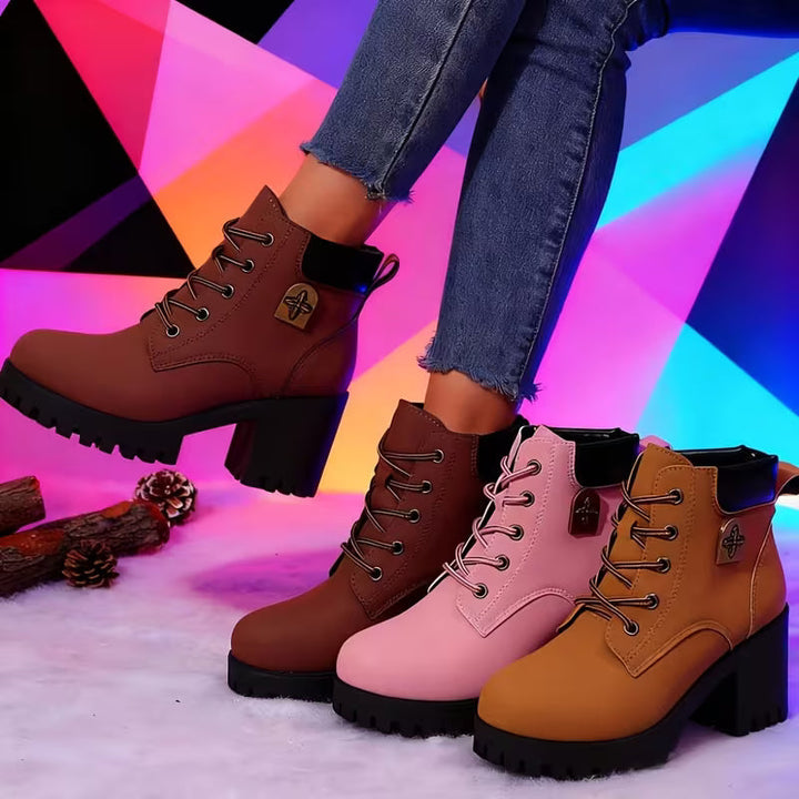 Donjeta - Botines Con Tacón Grueso y Cordones