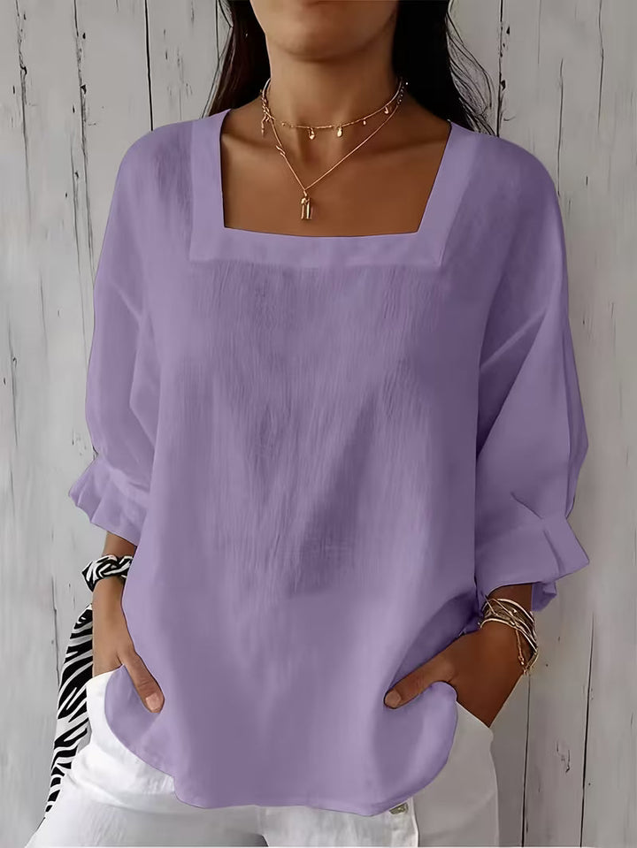 Alvessa - Blusa De Manga Larga y Cuello Cuadrado
