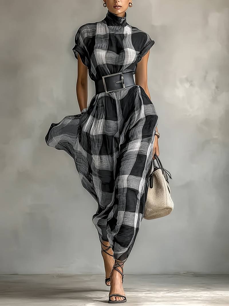 Nethara - Elegante Vestido de Otoño Con Cinturón