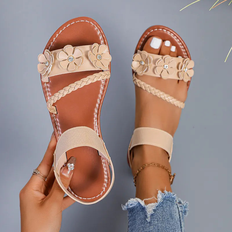 Anke - Cómodas Sandalias Planas Con Estampado Floral