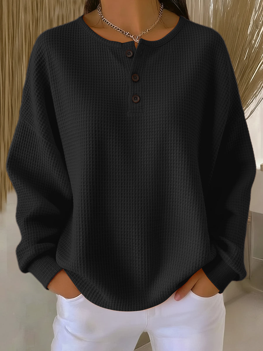 Ritona - Sudadera Henley De Punto De Gofre