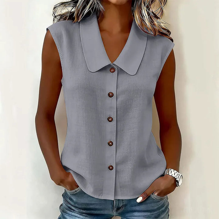 Chisato - Camisa Con Cuello en V Y Botones