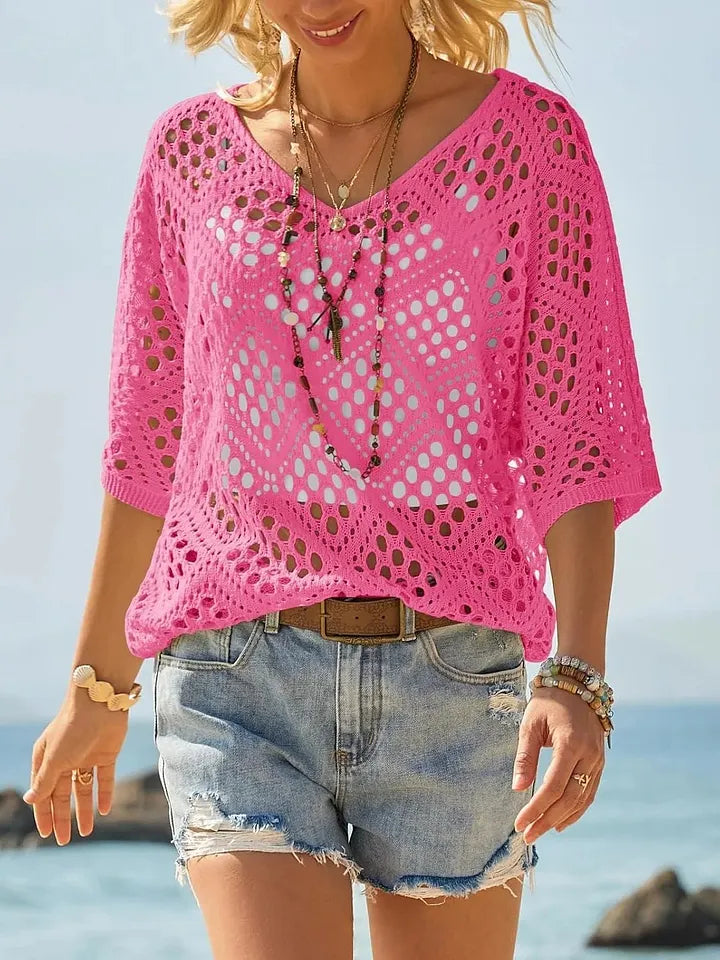 Raissa - De Punto Top Con Cuello en V