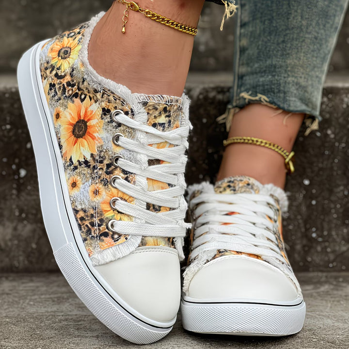 Portia - Zapatillas Con Cordones y Estampado De Girasoles