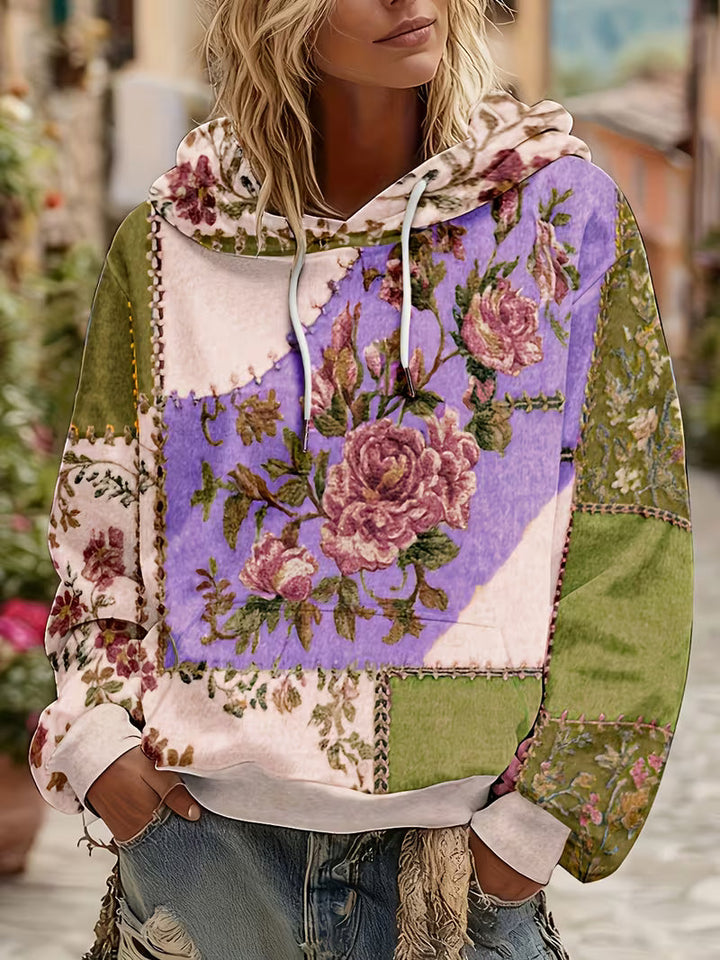 Norella - Sudadera Con Capucha De Manga Larga Y Diseño Floral De Patchwork