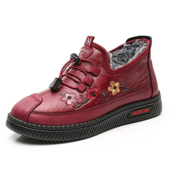 Jaruwan - Botines Con Bordado Floral y Forro de Piel