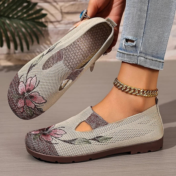 Martine – Zapatos de Punto Con Bordados Florales y Transpirables