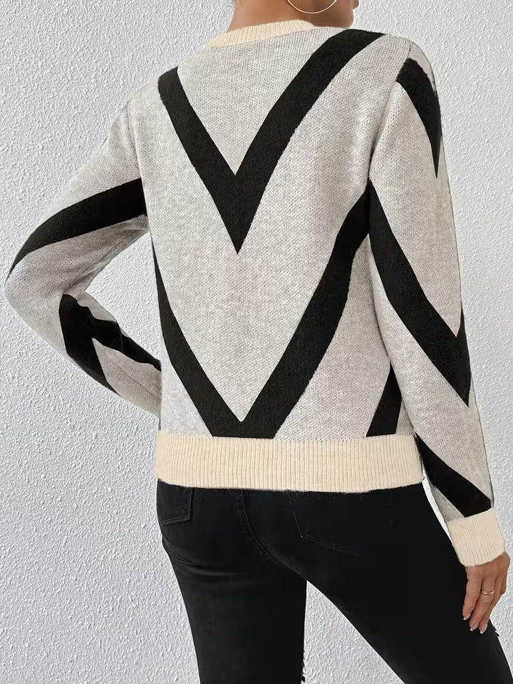 Minaza - Jersey De Cuello Redondo Con Estampado Geométrico