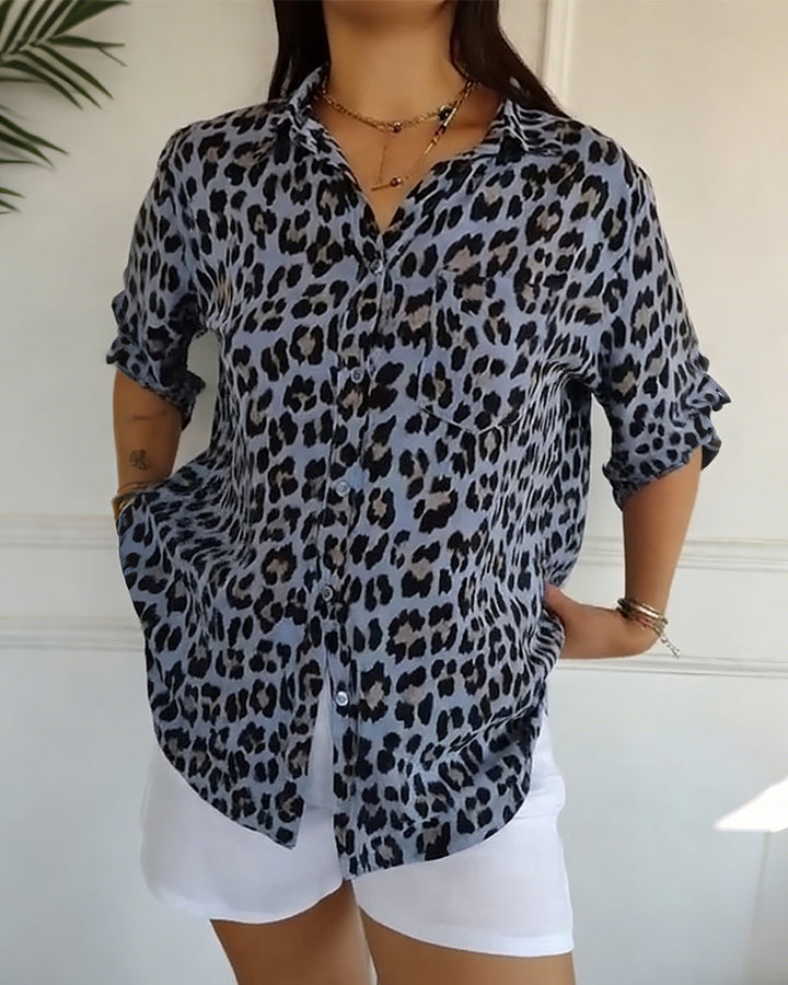 Shifra - Blusa De Moda Con Estampado De Leopardo