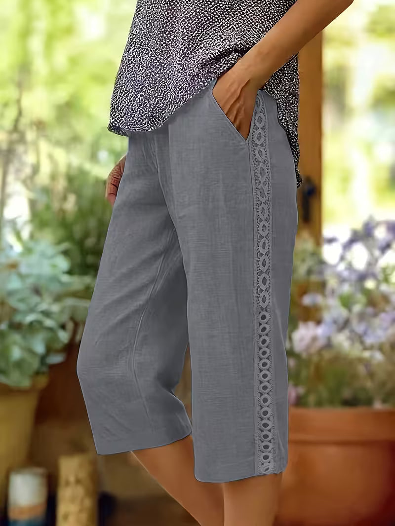 Arnisa - Pantalones Cómodos De Verano Con Bolsillos Laterales De Encaje