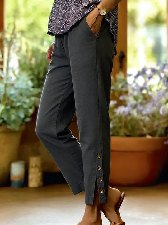 Kileza - Pantalones Informales De Corte Holgado Con Botones