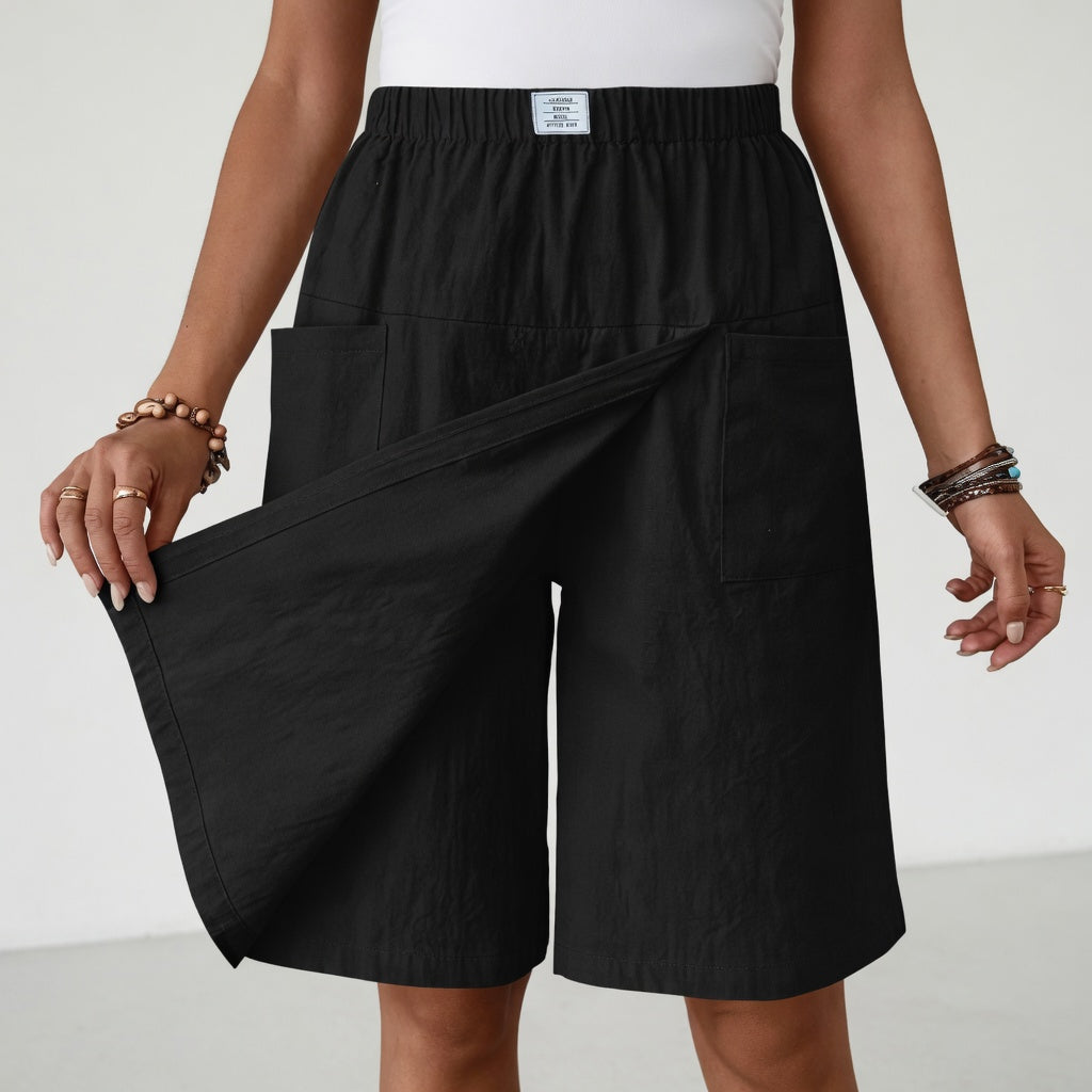 Elinia - Pantalones Cortos Holgados De Pierna Ancha Con Cintura Elástica