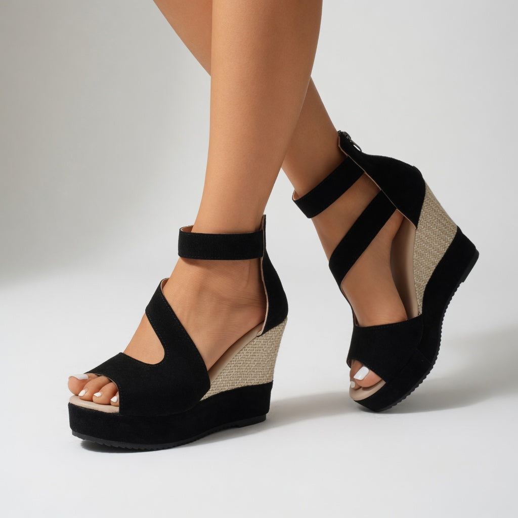 Madoka - Sandalias De Cuña Con Correa Elástica