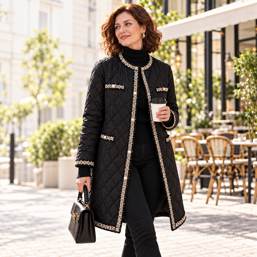 Caren - Elegante Chaqueta De Cuello Redondo