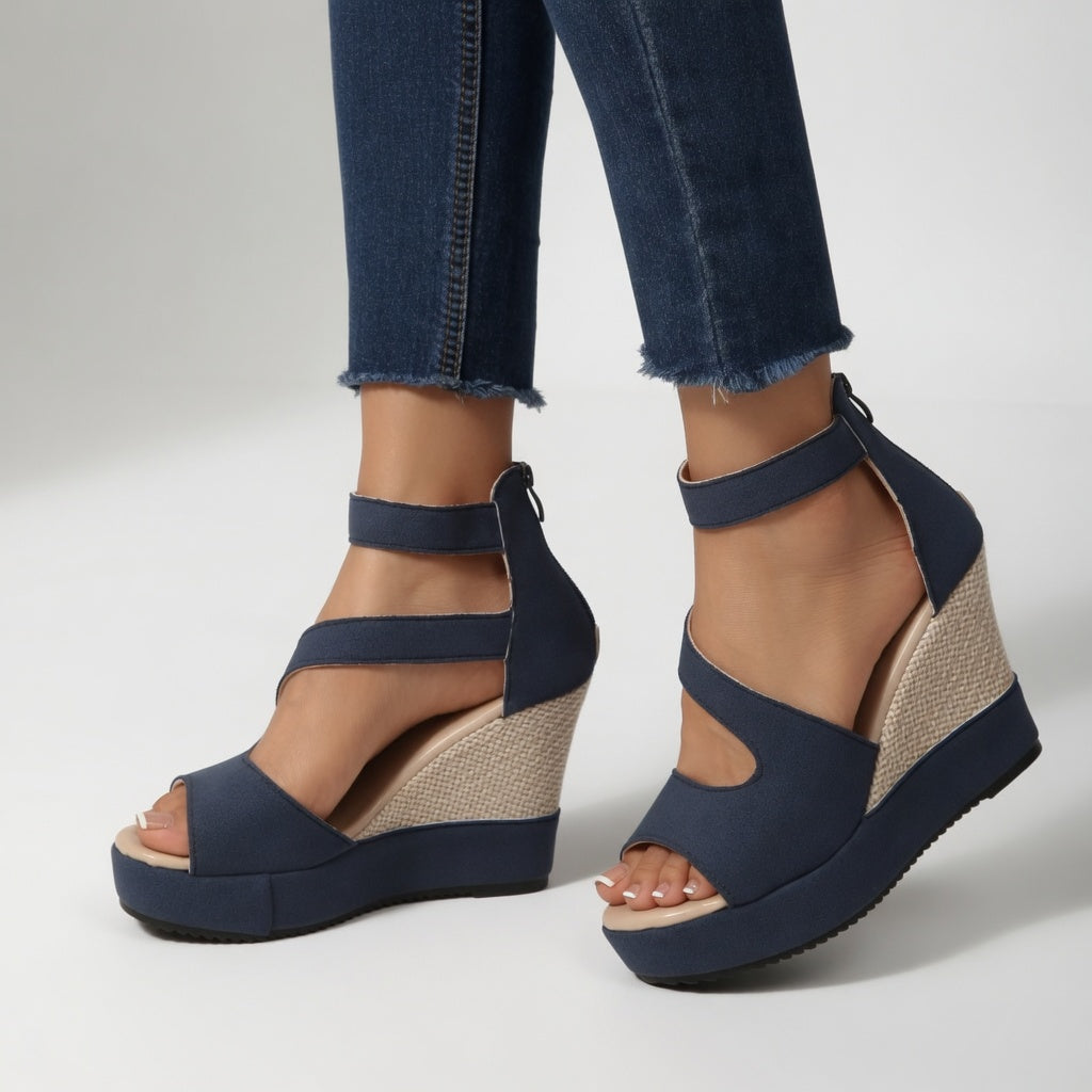 Madoka - Sandalias De Cuña Con Correa Elástica