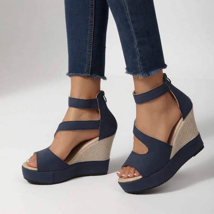 Madoka - Sandalias De Cuña Con Correa Elástica