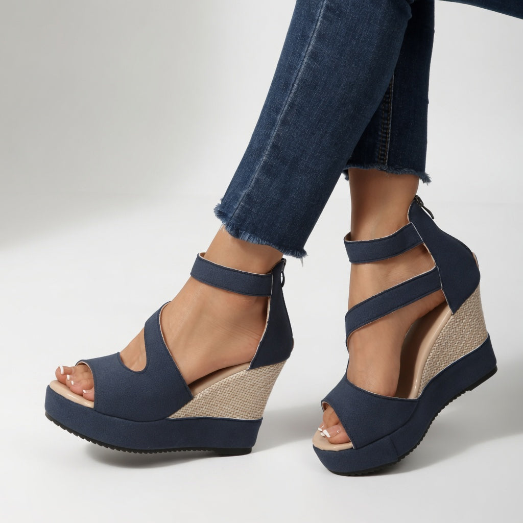 Madoka - Sandalias De Cuña Con Correa Elástica