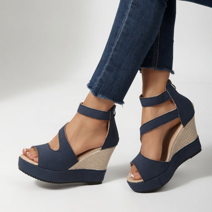 Madoka - Sandalias De Cuña Con Correa Elástica
