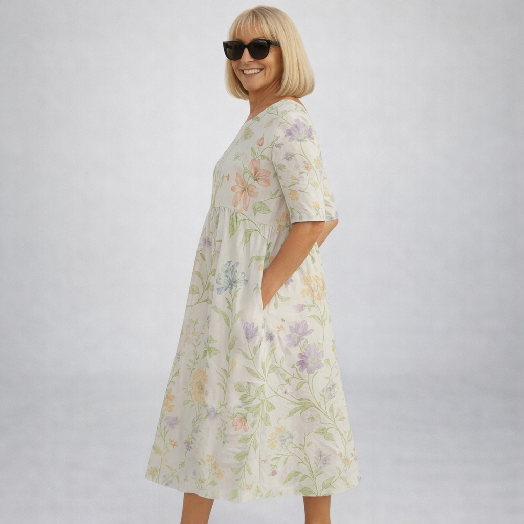 Zunia - Vestido Midi Floral Con Bolsillos