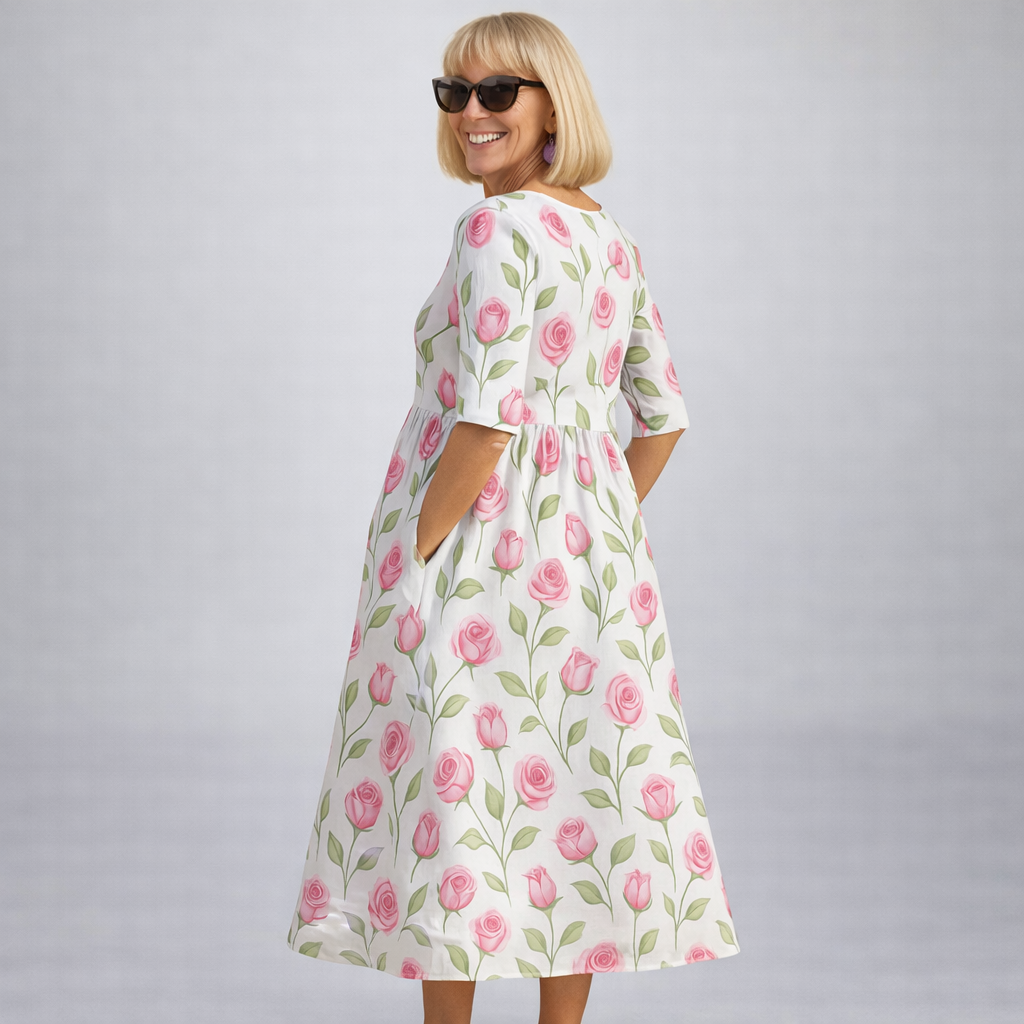 Zunia - Vestido Midi Floral Con Bolsillos