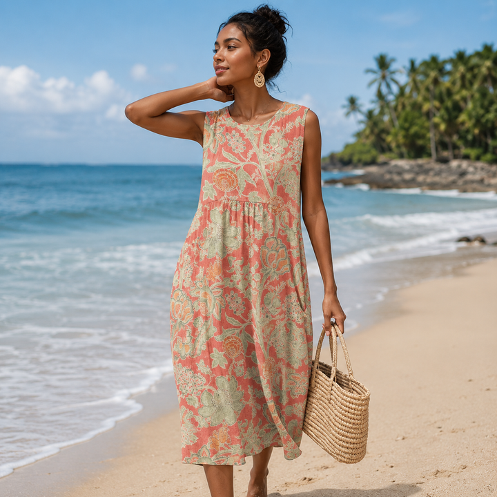 Kary - Vestido De Verano Sin Mangas Con Estampado