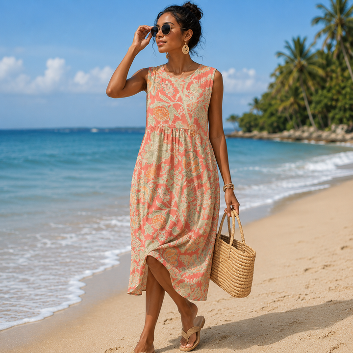 Kary - Vestido De Verano Sin Mangas Con Estampado
