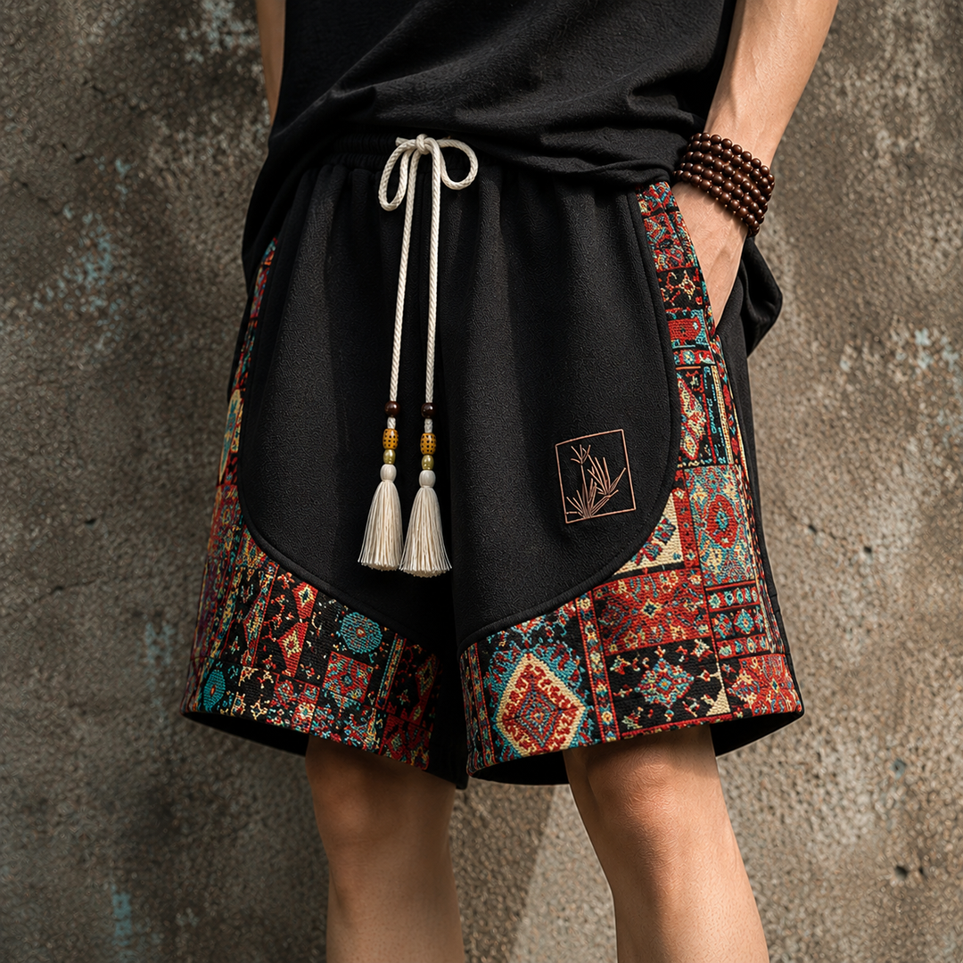 Haren - Pantalones Cortos de Estilo Boho Con Cintura Elástica
