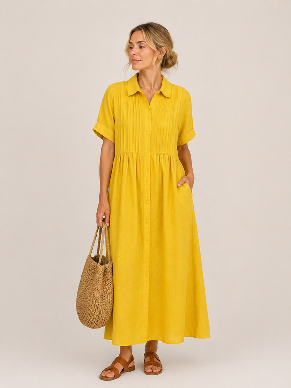 Anjali - Vestido Midi Tipo Camisa de Verano