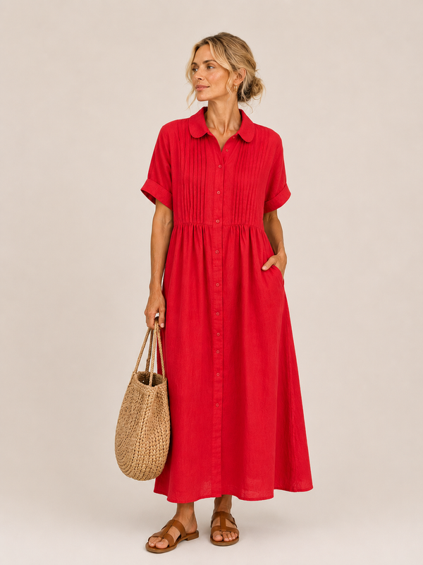 Anjali - Vestido Midi Tipo Camisa de Verano
