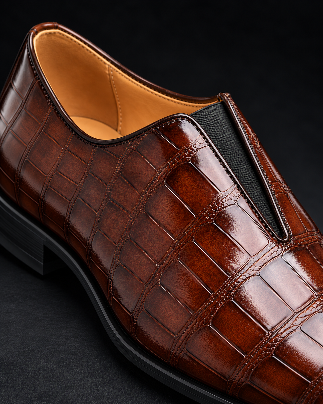 Amphon - Mocasines Con Textura de Cocodrilo y Diseño Sin Cordones