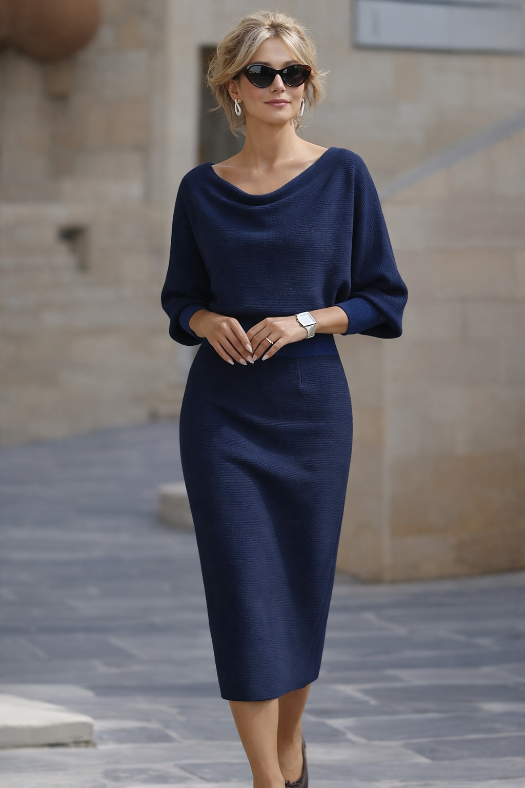 Amyy - Vestido Midi Elegante De Manga Larga