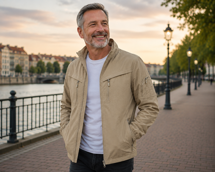 Tymas - Chaqueta Con Cuello Alto y Bolsillo Con Cremallera
