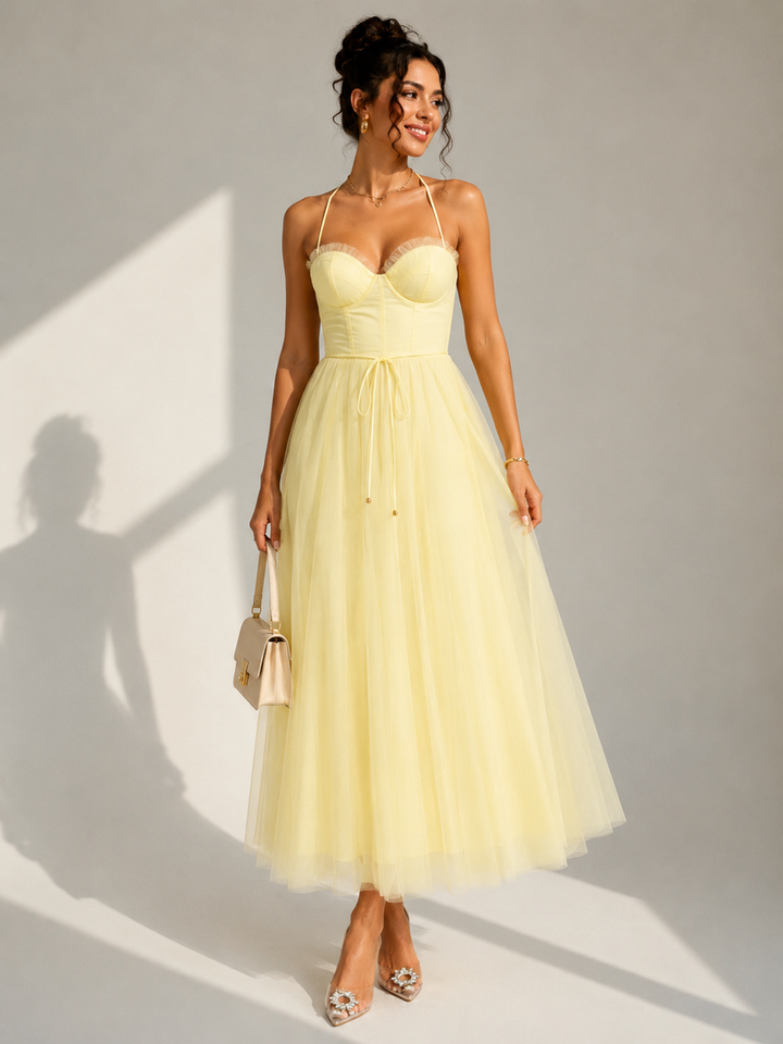 Chiyoko - Elegante Vestido Midi Con Espalda Descubierta