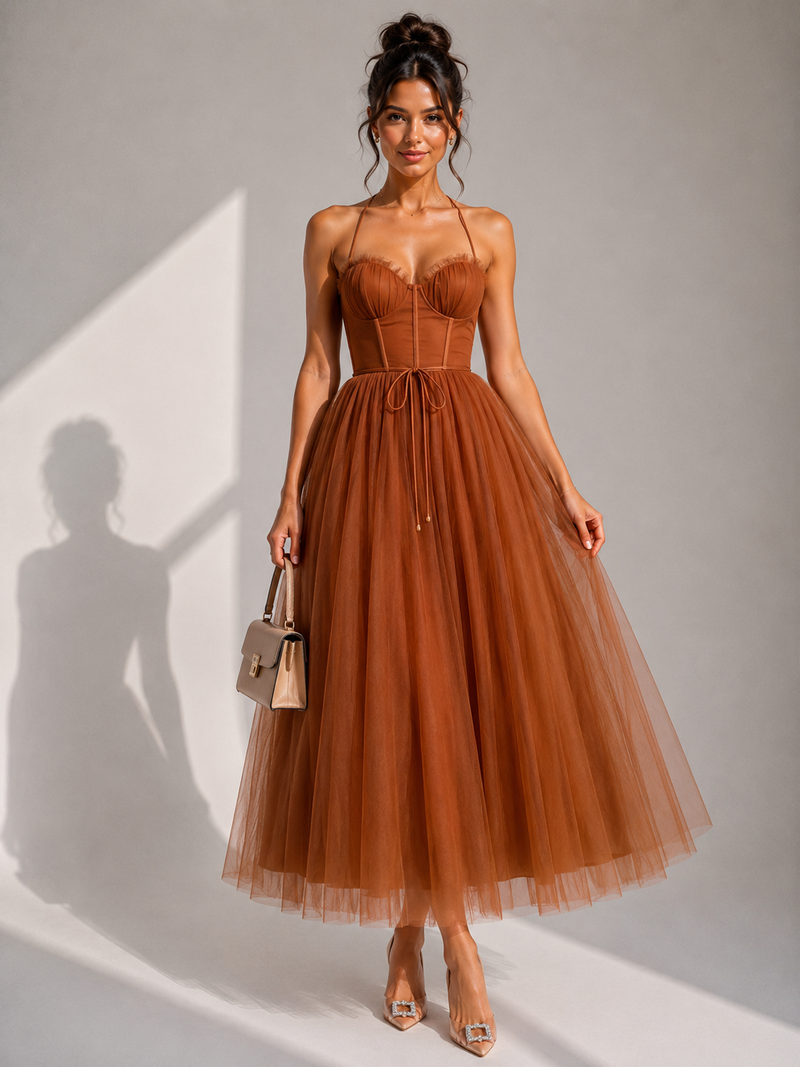 Chiyoko - Elegante Vestido Midi Con Espalda Descubierta