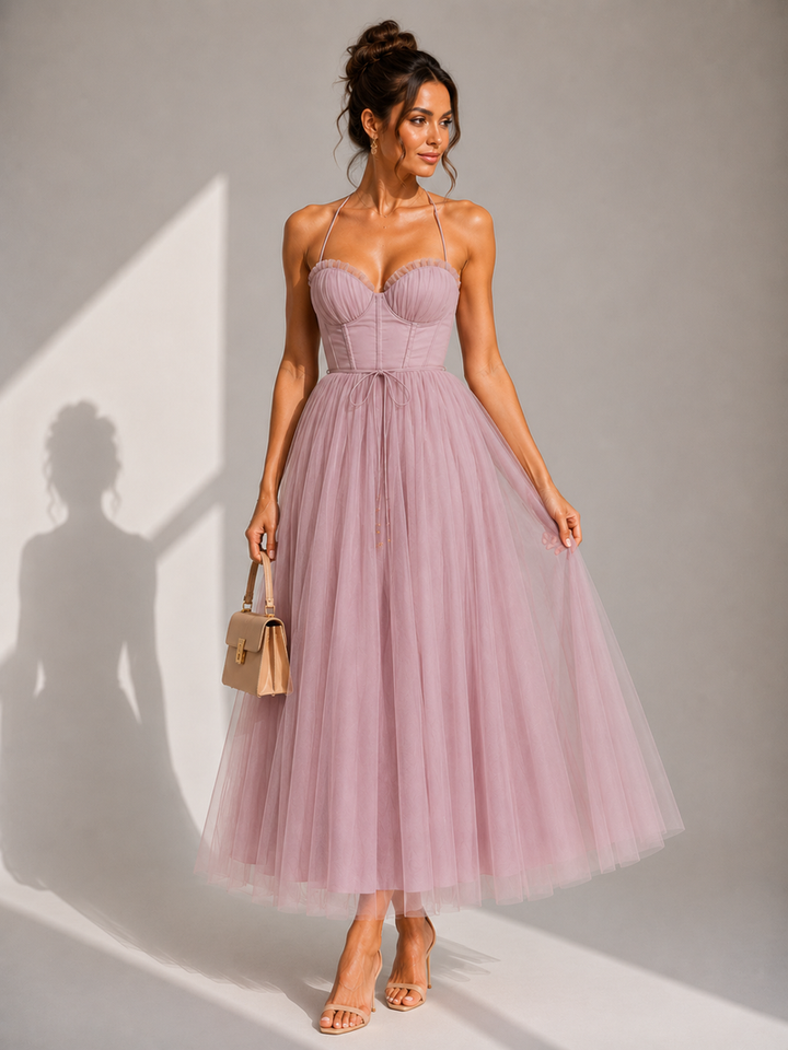 Chiyoko - Elegante Vestido Midi Con Espalda Descubierta