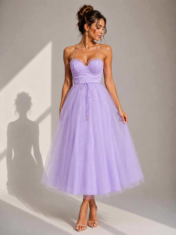 Chiyoko - Elegante Vestido Midi Con Espalda Descubierta