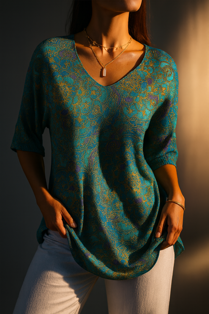 Rezilia - Blusa Holgada Con Estampado Elegante