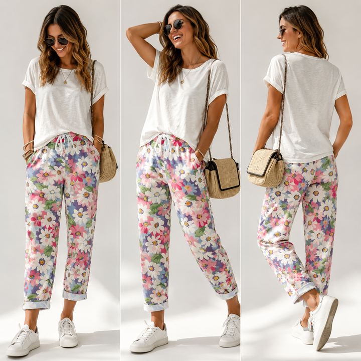 Leyza - Pantalones Ajustados Con Estampado Floral