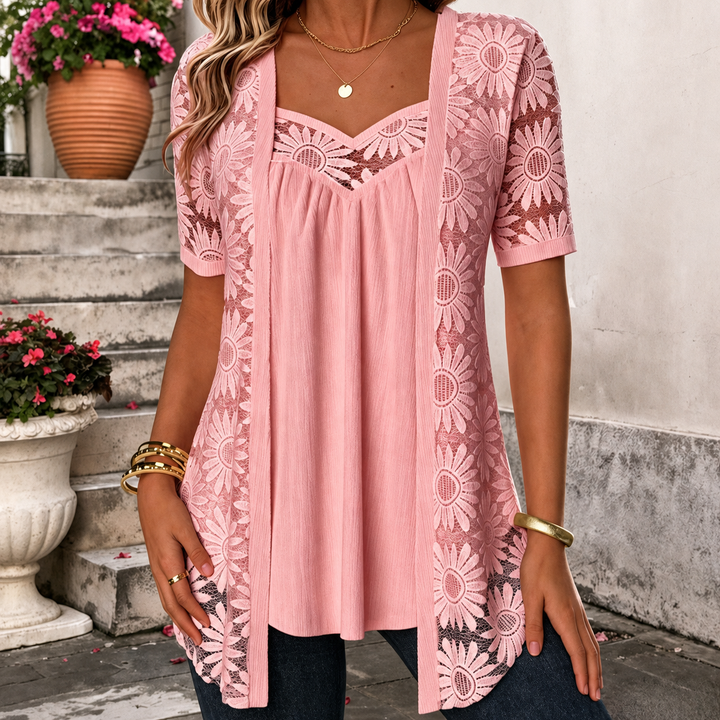 Yahaira - Blusa Elegante De Manga Corta