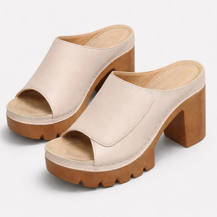 Nicolien - Sandalias de Tacón Grueso y Punta Abierta