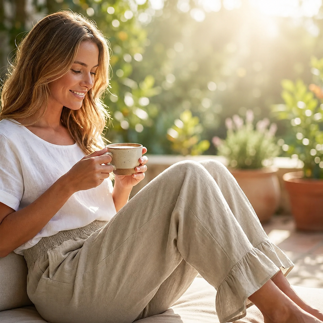 Moriom - Pantalones Holgados De Algodón Estilo Boho Con Volantes