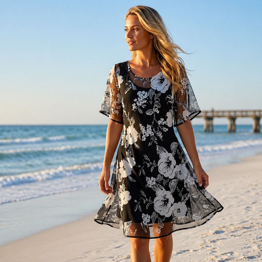 Noay - Elegante Vestido De Gasa Con Estampado Floral