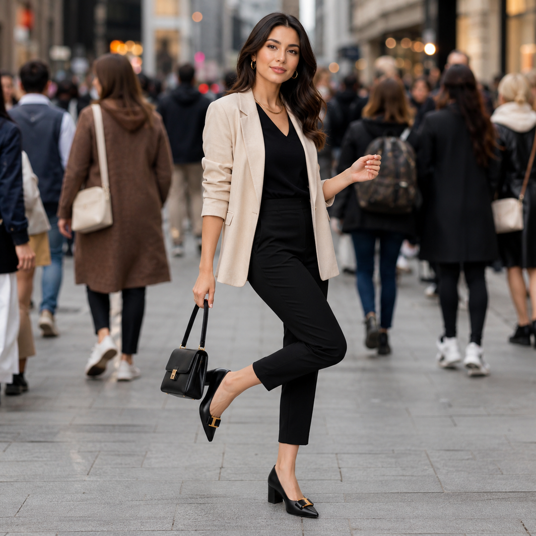 Hadeel - Zapatos De Tacón Grueso Y Punta Afilada Con Hebilla en Forma De Lazo