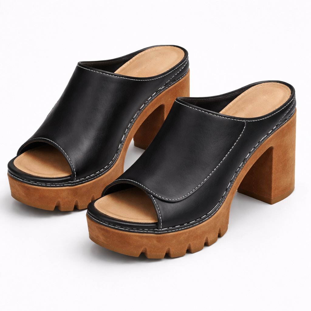 Nicolien - Sandalias de Tacón Grueso y Punta Abierta