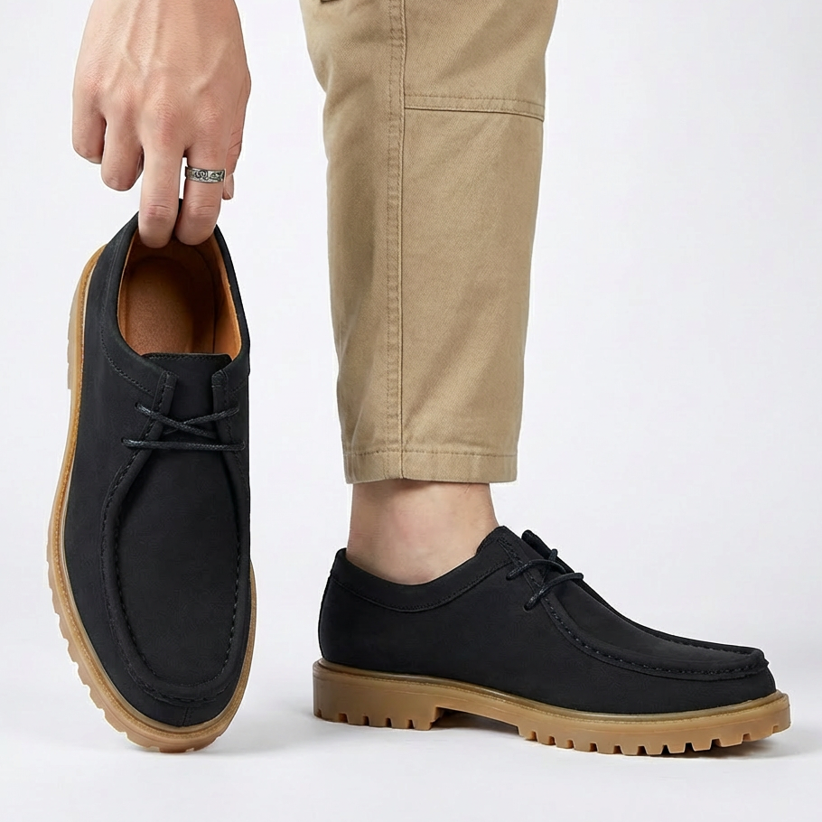 Jasson - Zapatos Con Cordones y Puntera Mocasin de Ante
