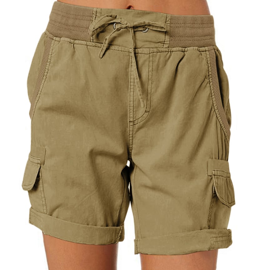 Audria - Pantalones Cortos de Cintura Alta Con Cordón y Bolsillos Tipo Cargo