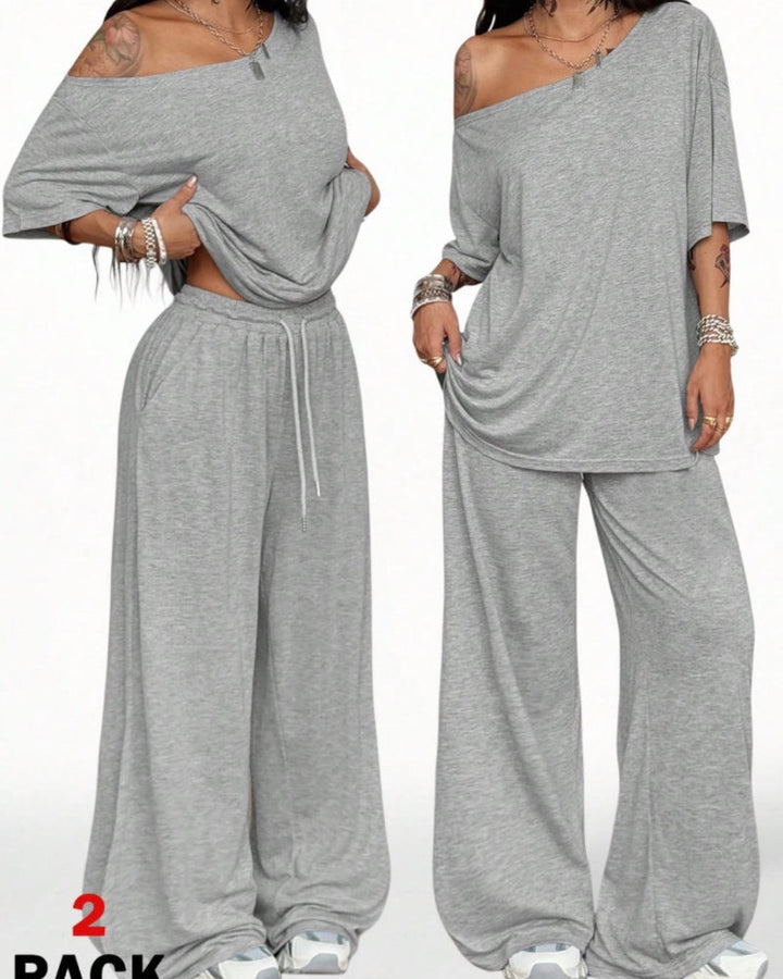 Ratirat - Conjunto de Blusa y Pantalones de Pierna Ancha