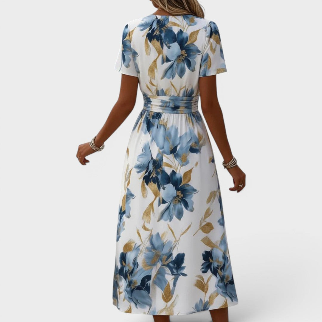 Elinza - Vestido Cuzado Midi Con Estampado Floral