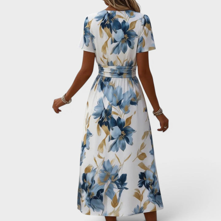Elinza - Vestido Cuzado Midi Con Estampado Floral