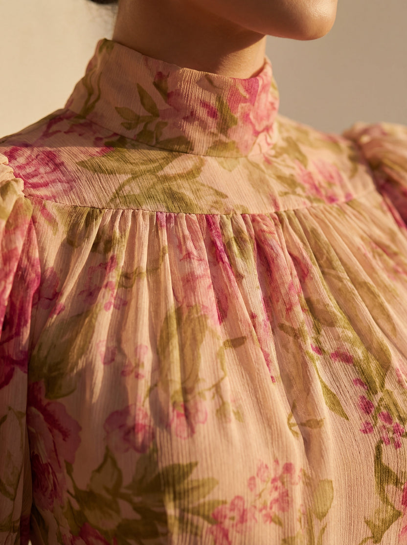 Rimina - Elegante Vestido Floral Con Volantes